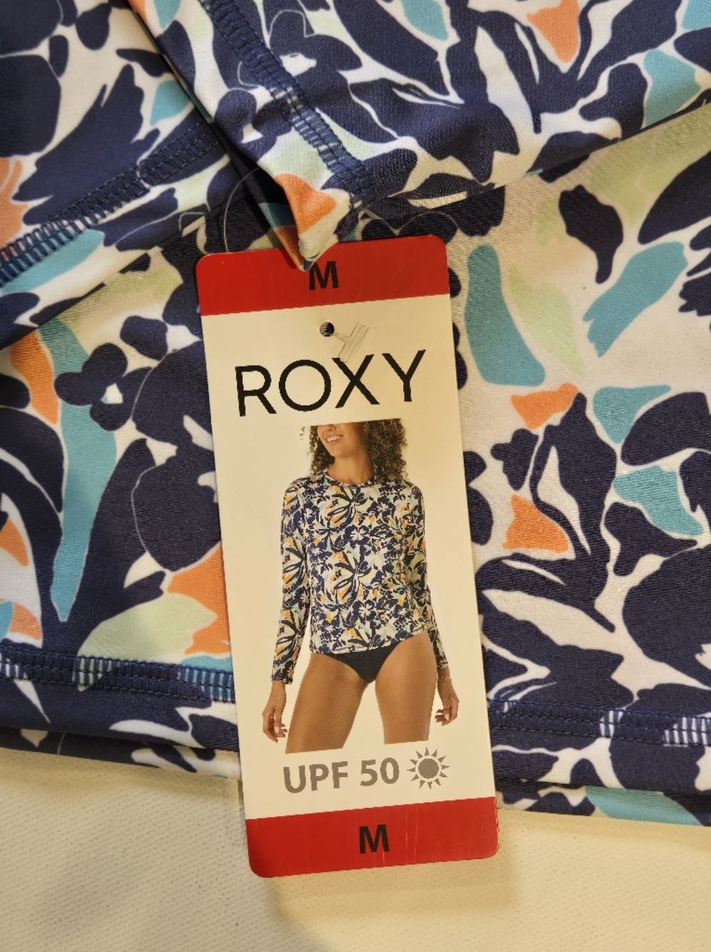 NWT- Roxy Sea Skipping Long Sleeve Rashguard UPF 50+ Swim Shirt Women's Size M - Picture 7 of 8